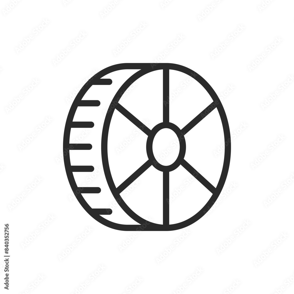 Fototapeta premium Ruote pasta, linear style icon. Wheel-shaped pasta. Editable stroke width