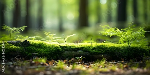 Green moss bokeh background on Earth perfect for Earth Day. Concept Earth Day, Green Moss, Bokeh, Nature Photography