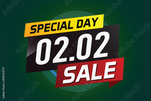2.2 Special day sale word concept vector illustration with ribbon and 3d style for use landing page, template, ui, web, mobile app, poster, banner, flyer, background, gift card, coupon

