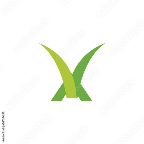 Letter X lawn grass logo icon vector template