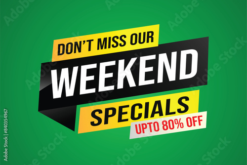 weekend specials word concept vector illustration and 3d style, landing page, template, ui, web, mobile app, poster, banner, flyer, background, gift card, coupon, label, wallpaper

