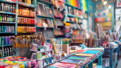 Colorful Art Supplies Store Business Cards and Paints Galore for Creative Inspiration