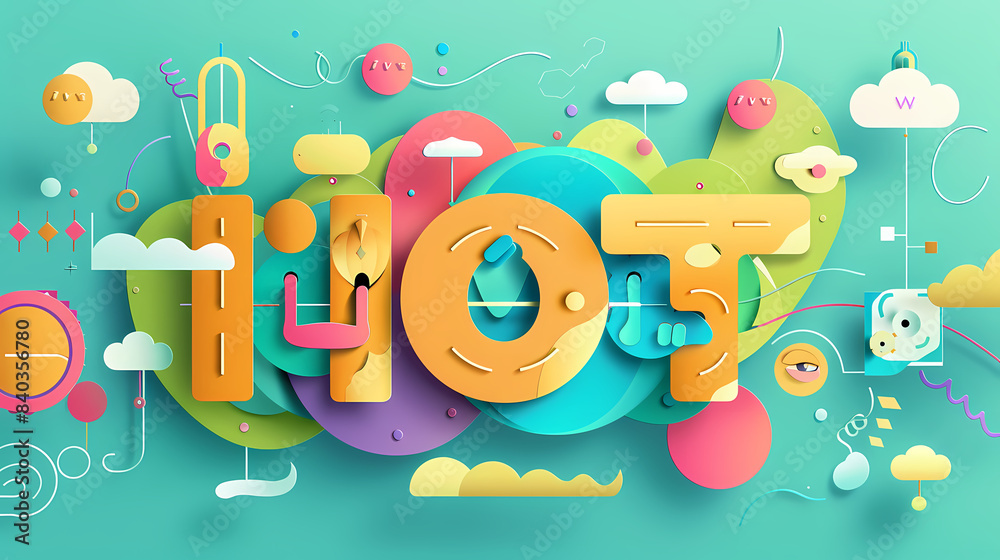 Obraz premium Internet of things iot and networking vector image Paper cut style