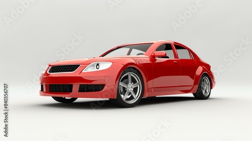 This is a red 3D rendering of a generic luxury sedan car. It has a sleek design and sporty rims.