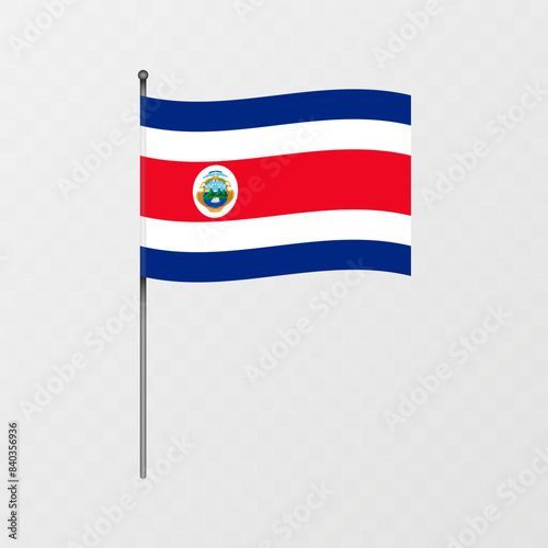 Free Download Costa Rica national flag on flagpole. Vector illustration. - GFXLoad