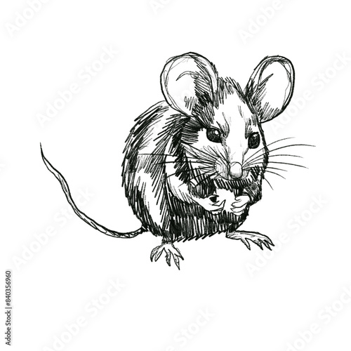 transparent black mouse pencil sketch PNG