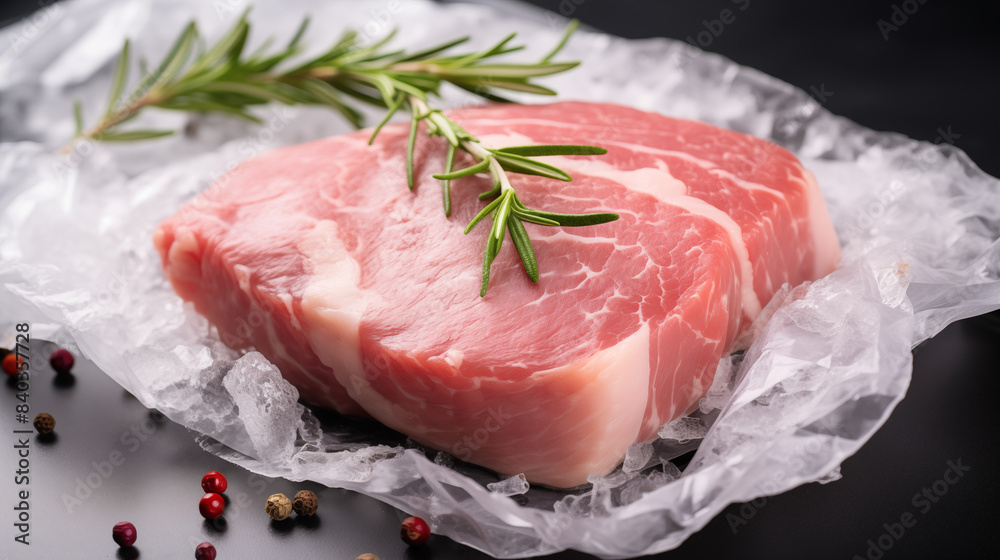 Fresh Raw Meat Steak with Rosemary and Peppercorns Fresh Raw Meat Steak with Rosemary and Peppercorns