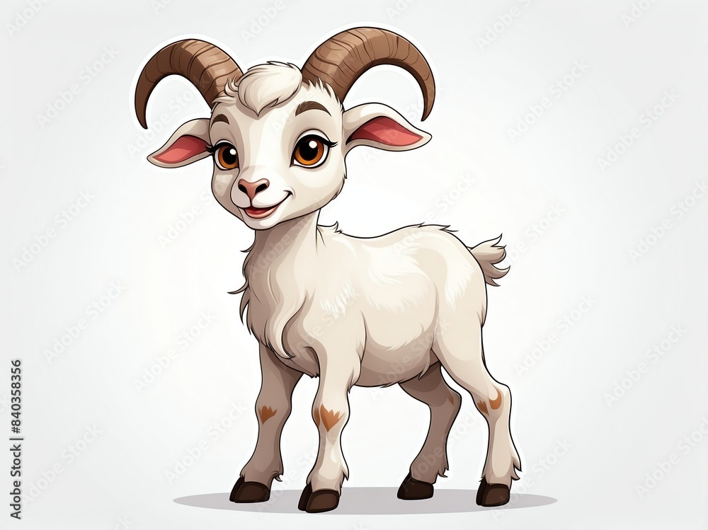 cute goat cartoon clipart on plain white background