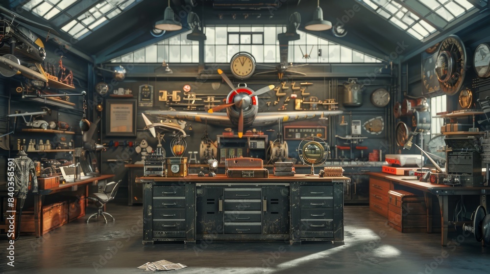Fototapeta premium Vintage Aviation Museum Business Cards Amidst History and Heritage