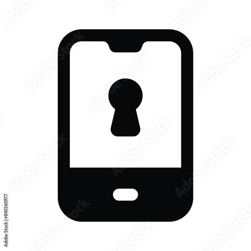 Keyhole on mobile screen, vector design of mobile security