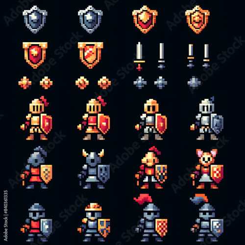 Detailed RPG Game Castle Guard Icons
