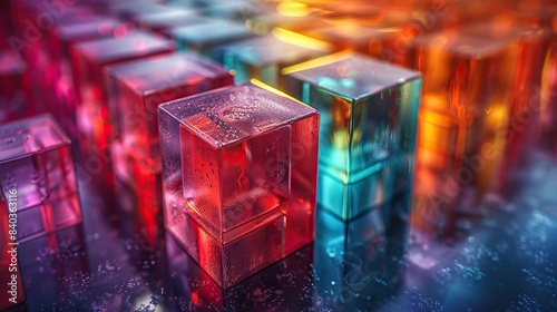 photographed abstractly on glass cubes to illustrate futuristic information or order workflows.stock illustration © Wiseman