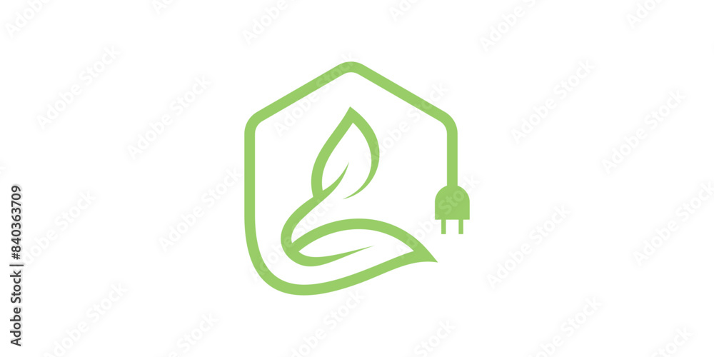 logo design combination of house, leaves and plugs, energy, green house, electricity. logo design template, icon, symbol, creative, idea. logo design combination of house, leaves and plugs, energy, green house, electricity. logo design template, icon, symbol, creative, idea.