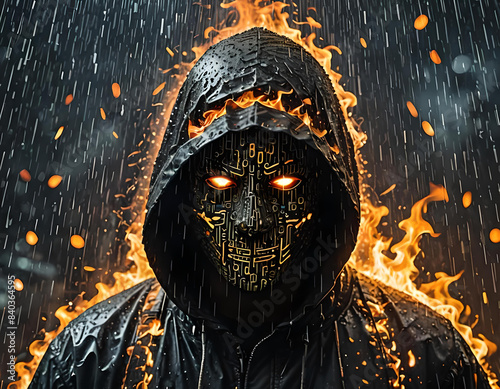 Abstract illustration image warning against cybercrime and its dangers
