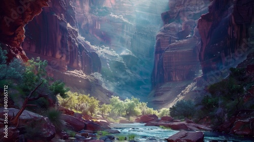 In the depths of the canyon a glowing specter drifts silently its ethereal presence radiating a sense of peace and tranquility photo