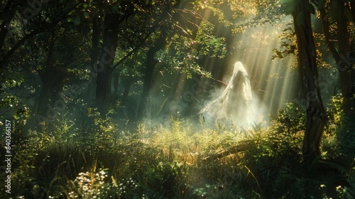 The sunlit glade was imbued with a sense of magic as an almost ghostly figure appeared its translucent form basking in the warm rays. It seemed to be a guardian of the natural world