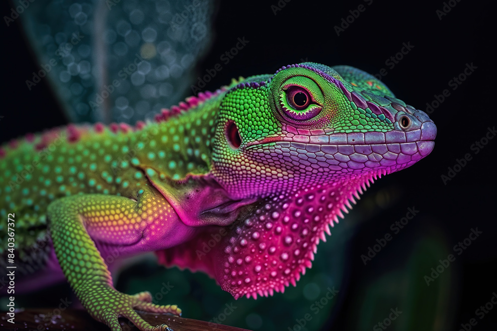 Vividly colored veiled chameleon close-up. Generative AI image Vividly colored veiled chameleon close-up. Generative AI image