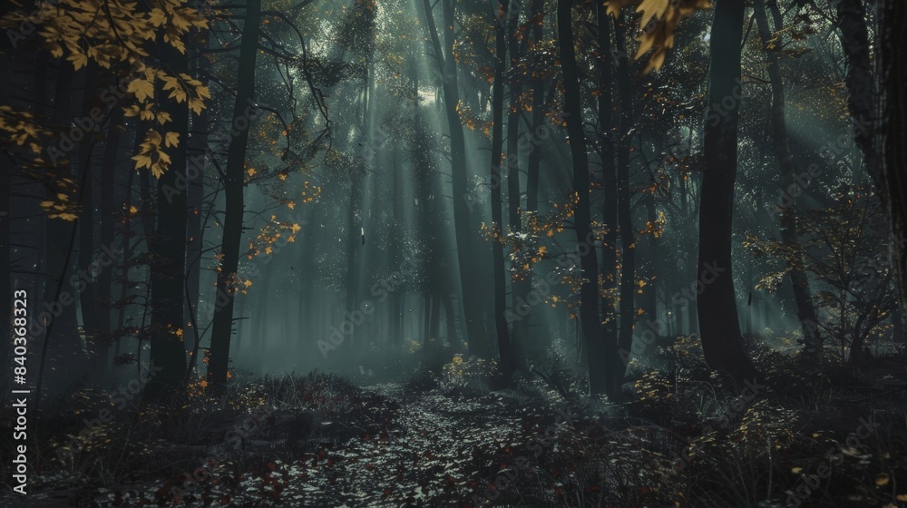 Obraz premium Every now and then a gust of wind will pick up rustling the leaves and causing the spirits to flicker and glow even more intensely. Their presence can be felt in every rustle whispe