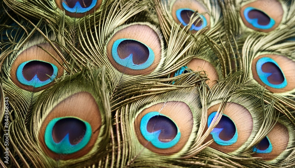 Fototapeta premium Close-Up of Vibrant Peacock Feathers: A Beautiful and Decorative Design