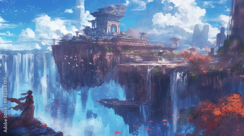 A chorus of voices can be heard emanating from the waterfall the ancestral spirits of the guardians keeping watch over the serene scene A chorus of voices can be heard emanating from the waterfall the ancestral spirits of the guardians keeping watch over the serene scene