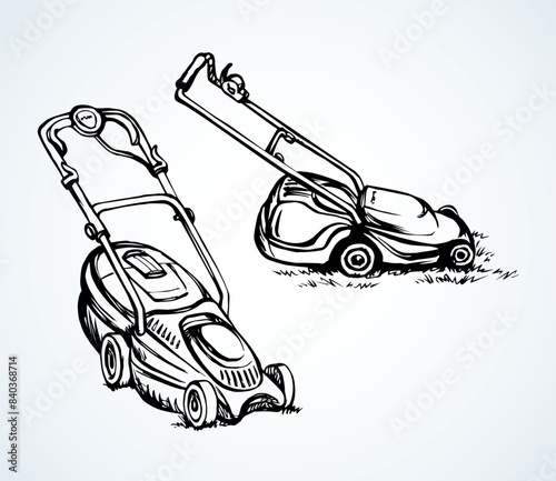 Lawn mower. Vector drawing object
