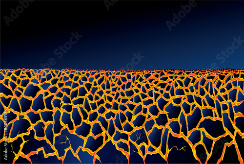 Molten magma. Vector drawing of volcanic lava