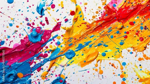 colorful paint splatters on white background symbolizing creativity freedom and unbridled selfexpression highresolution wallpaper photo