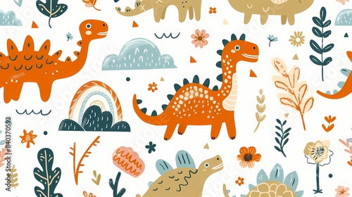 Fototapeta Naklejka Na Ścianę i Meble -  Retro cute graffiti dinosaur illustration poster background