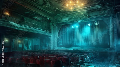 Despite being closing time the seats of the theater mysteriously creaked and shifted as if haunted by an unseen audience their presence still demanding to be acknowledged