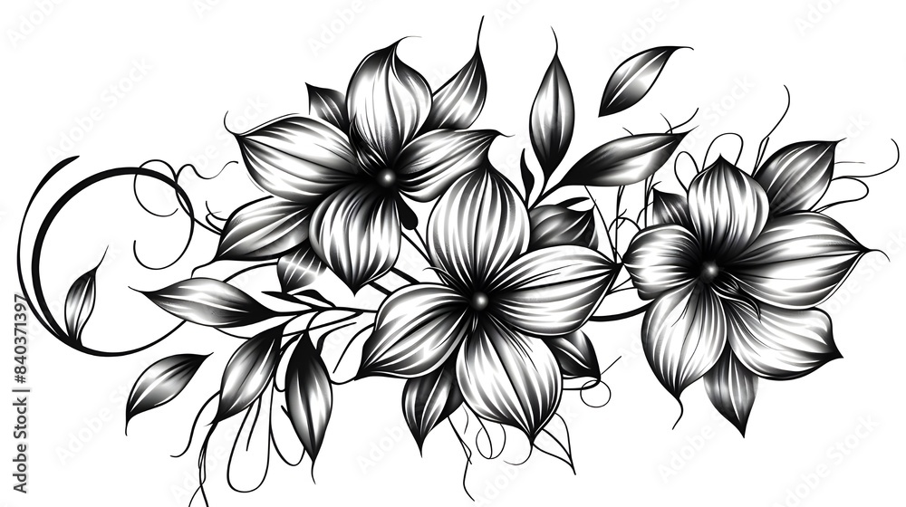 black and white flower isolated black and white flower isolated