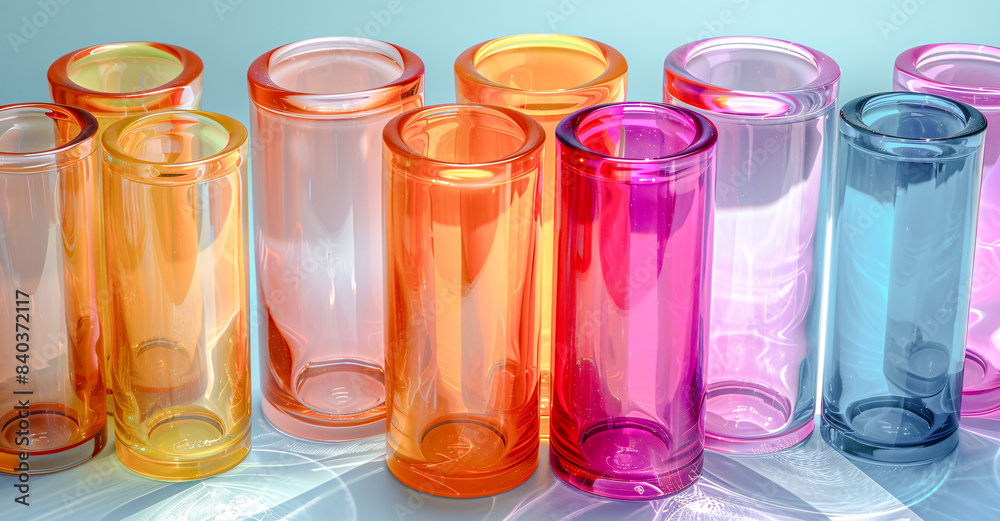 Colorful Array of Glass Tubes Vibrant and Transparent Cylinders Arranged in a Harmonious Pattern, Showcasing Bright Hues and Clear Material on a Smooth Surface Wallpaper Digital Art Poster Brainstorm Colorful Array of Glass Tubes Vibrant and Transparent Cylinders Arranged in a Harmonious Pattern, Showcasing Bright Hues and Clear Material on a Smooth Surface Wallpaper Digital Art Poster Brainstorm