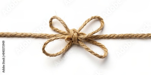 Twine tied in a bow isolated on background, twine, bow, ribbon, knot, decoration, string, gift, rustic, craft, DIY photo