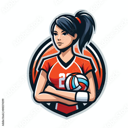 a volleyball player girl holding a ball