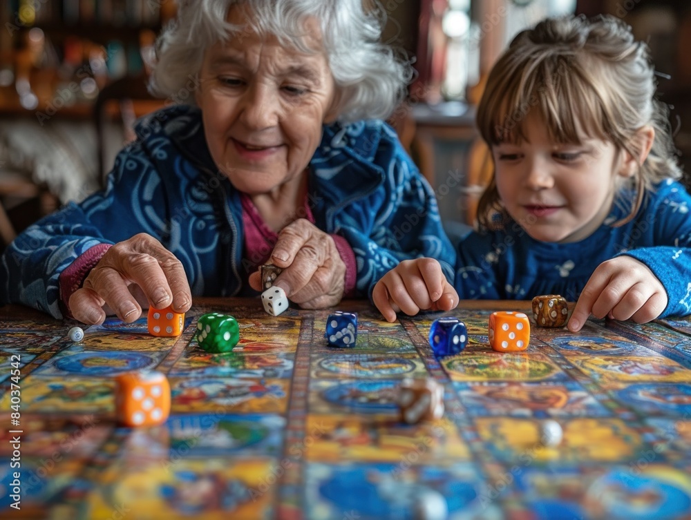 Grandmother playing with her grandson Grandmother playing with her grandson