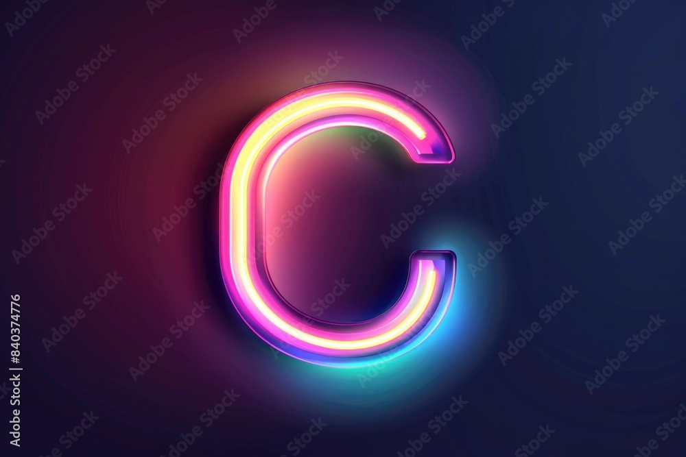 A single neon letter C on a dark background A single neon letter C on a dark background
