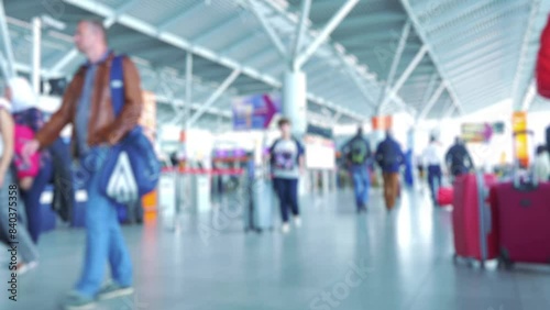 Time Lapse of Passengers at the Airport: Capturing the Bustle and Movement of Travelers in 4k