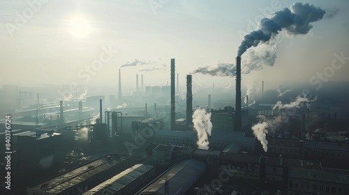 industrial landscape dominated by smokestacks call to action for innovative pollution control technologies environmental concept