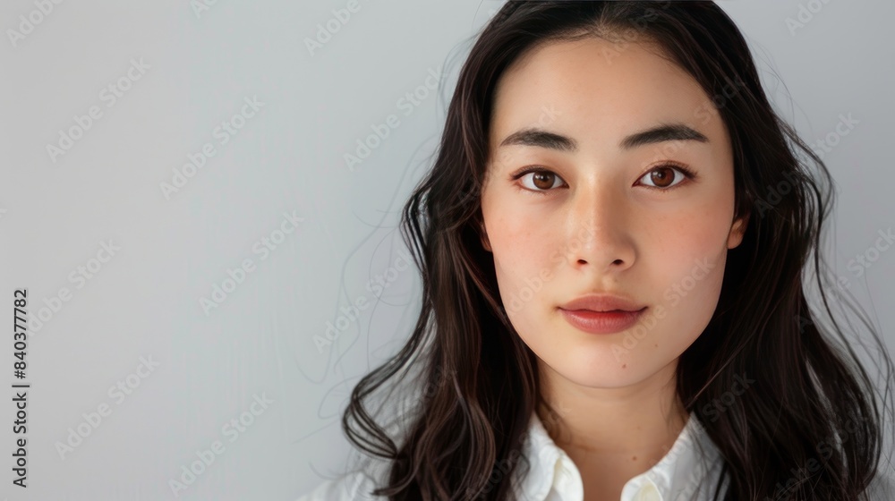 Beautiful Japanese businesswoman on white background Beautiful Japanese businesswoman on white background