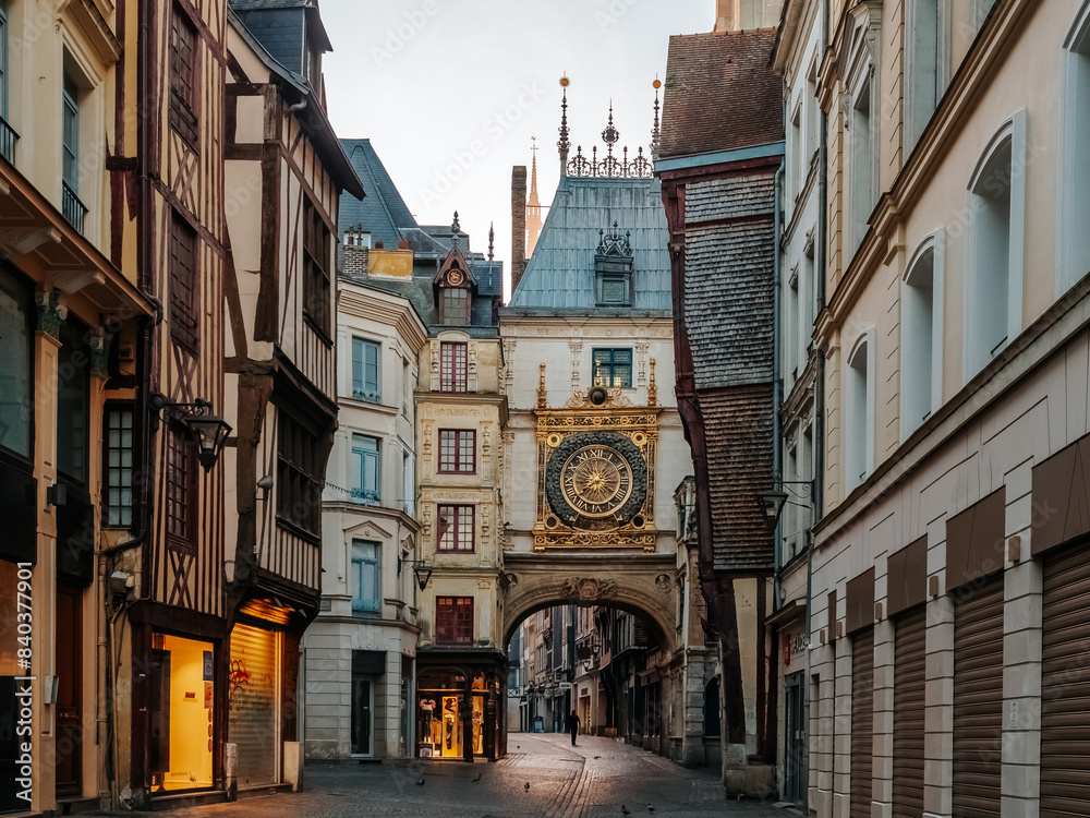 Fototapeta premium Le Gros Horloge (Great-Clock). The astronomical clock in Rouen, Normandy