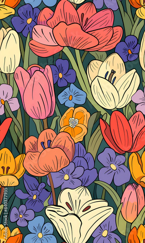 Seamless pattern of flower.