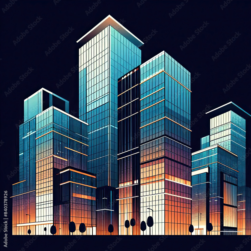 Obraz premium skyscraper office building abstract backgrounds illustration