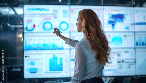 businesswoman analyzing data on a screen © Leonardo Z