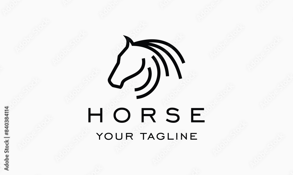 Vector horse equine mane simple line logo vector icon illustration Vector horse equine mane simple line logo vector icon illustration