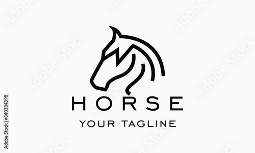 Vector horse equine simple line logo vector icon 