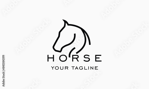 Vector horse equine simple line logo vector icon 