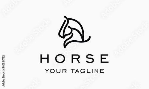 Vector horse equine simple line logo vector icon illustration
