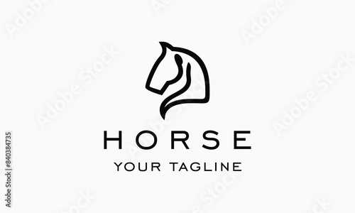 Vector horse equine simple line logo vector icon illustration