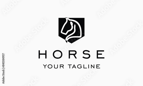 Vector horse equine shield logo vector icon illustration inspiration