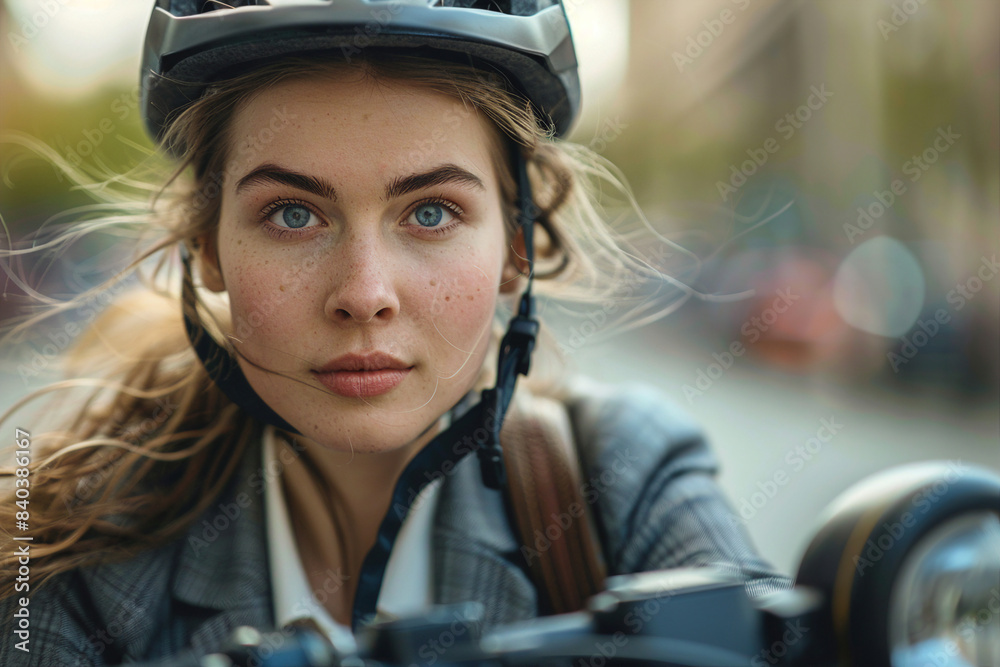 Stylish businessman businesswoman person riding bicycle on street Generative AI picture eco friendly concept Stylish businessman businesswoman person riding bicycle on street Generative AI picture eco friendly concept