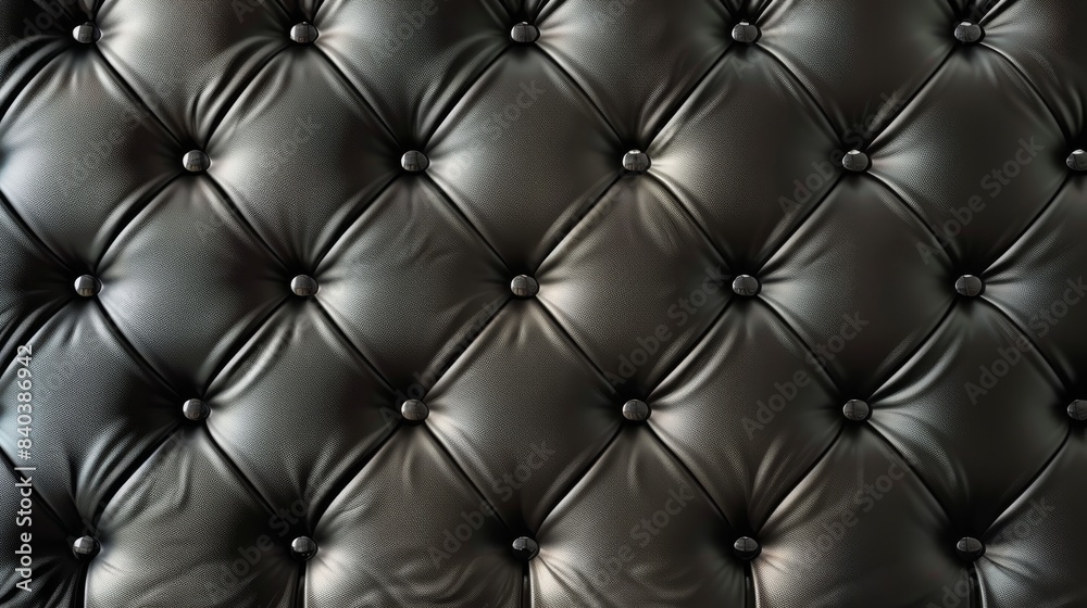 a close-up of a black leather couch cushion with buttons. posh black leather background a close-up of a black leather couch cushion with buttons. posh black leather background